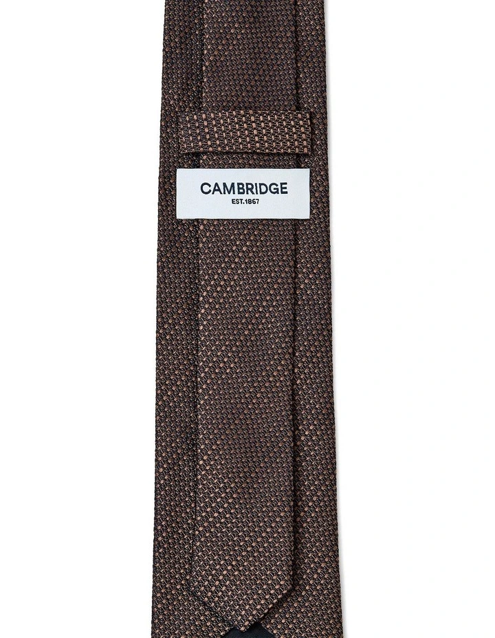 Textured Stripe Silk Tie In Chocolate image 2