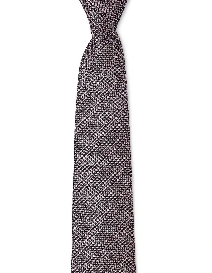 Textured Stripe Silk Tie In Mauve image 1