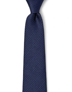 Textured Stripe Silk Tie In Navy
