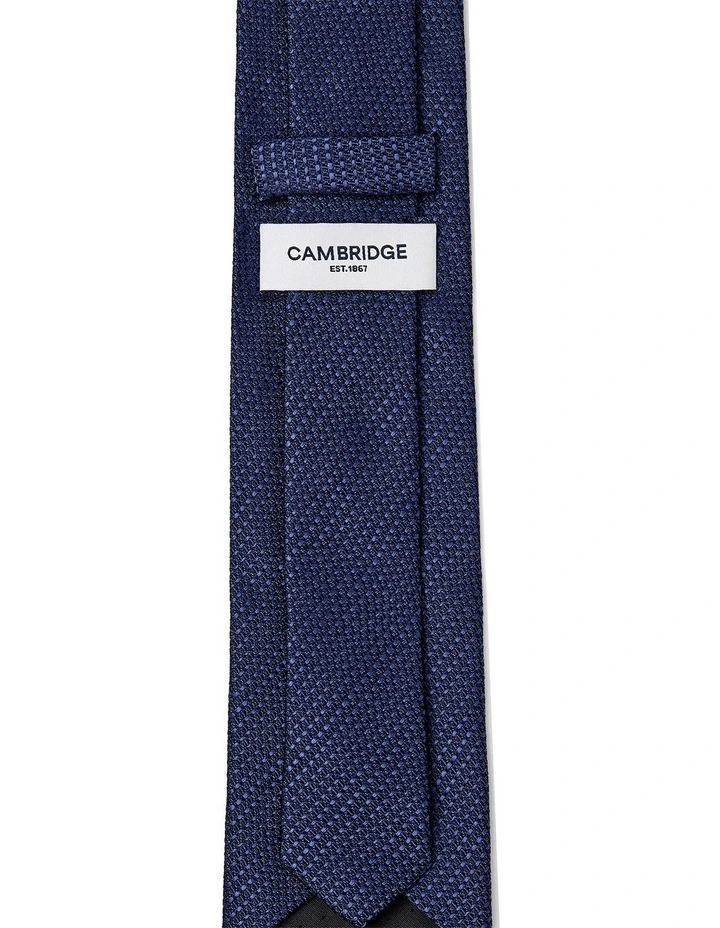 Textured Stripe Silk Tie In Navy image 2