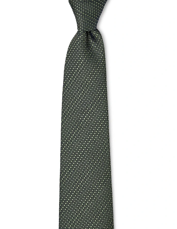 Textured Stripe Silk Tie In Olive image 1