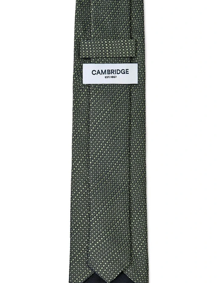 Textured Stripe Silk Tie In Olive image 2