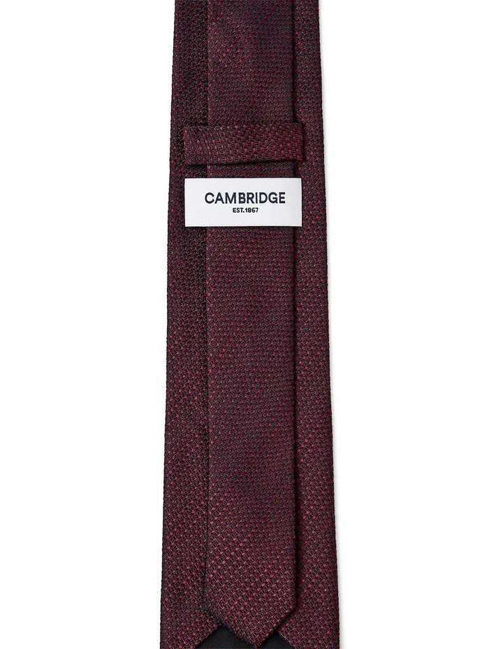Textured Stripe Silk Tie In Bordeaux image 2