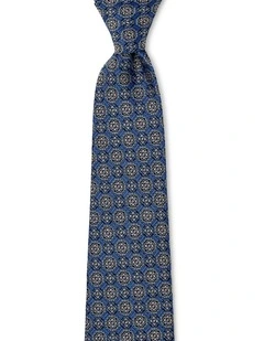 Double Foulard Silk Tie In Blue