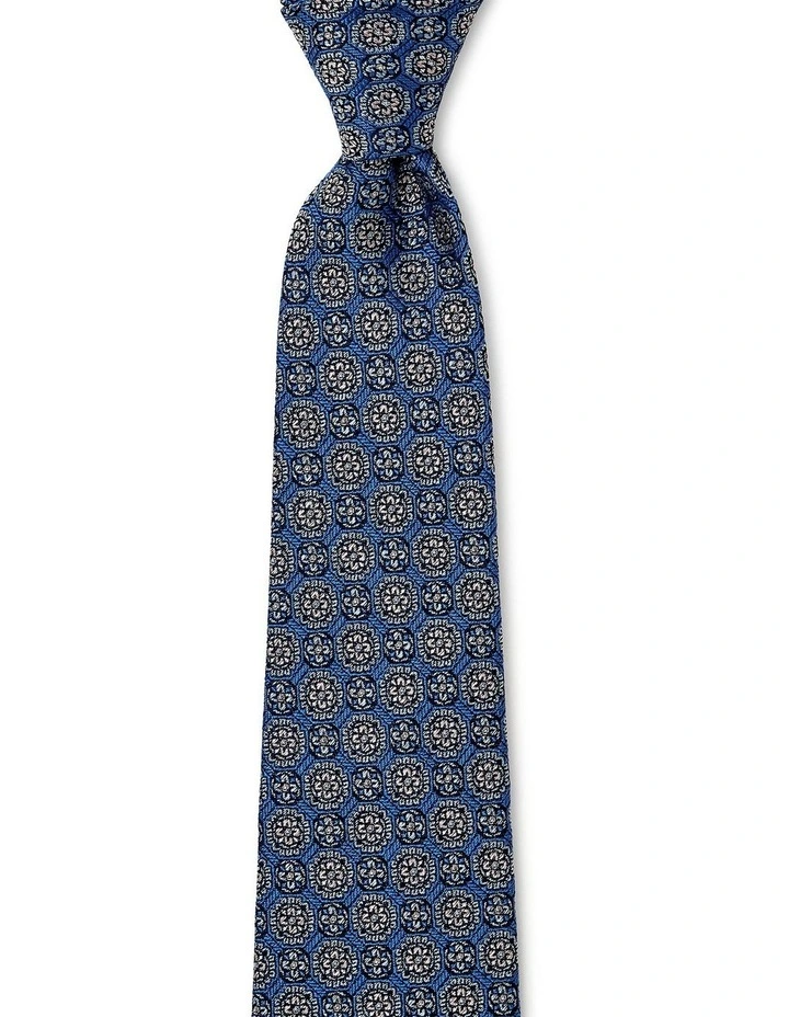 Double Foulard Silk Tie In Blue image 1
