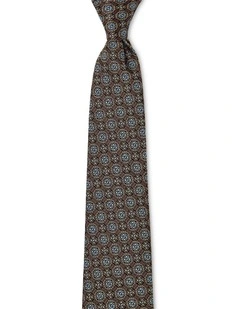 Double Foulard Silk Tie In Chocolate