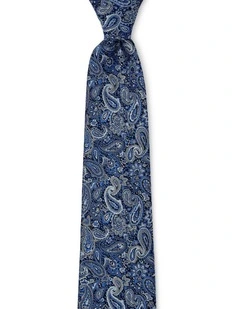 Tonal Paisley Silk Tie In Blue