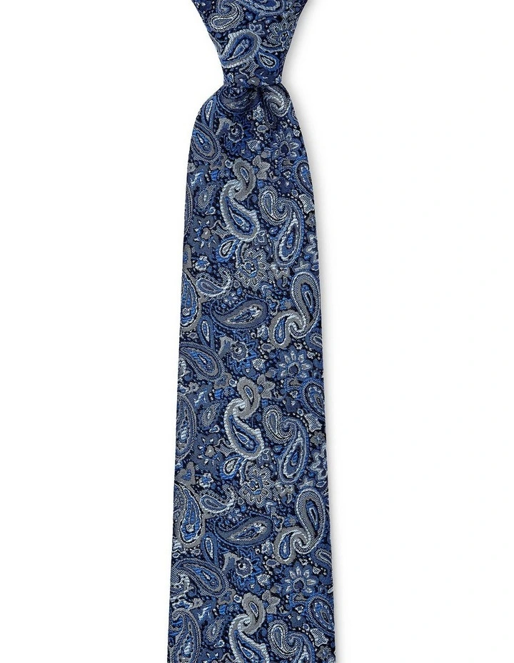 Tonal Paisley Silk Tie In Blue image 1