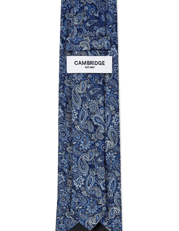 Tonal Paisley Silk Tie In Blue image 2