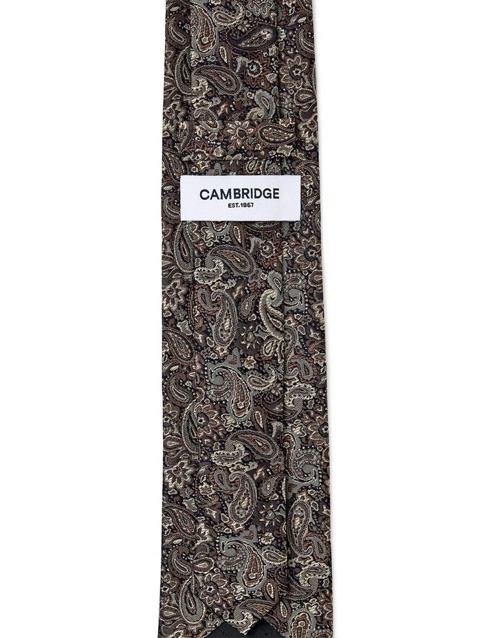 Tonal Paisley Silk Tie In Chocolate image 2
