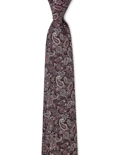 Tonal Paisley Silk Tie In Mauve