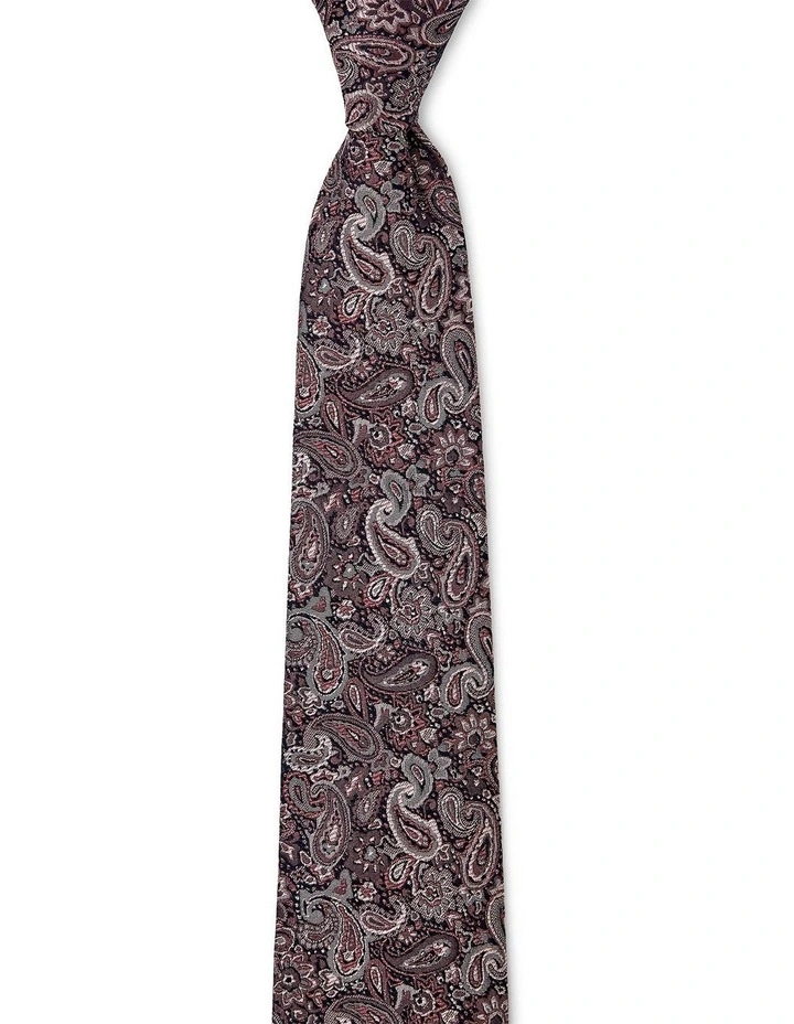 Tonal Paisley Silk Tie In Mauve image 1