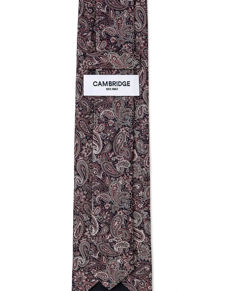 Tonal Paisley Silk Tie In Mauve image 2