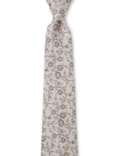 Blossoms Silk Tie In Taupe