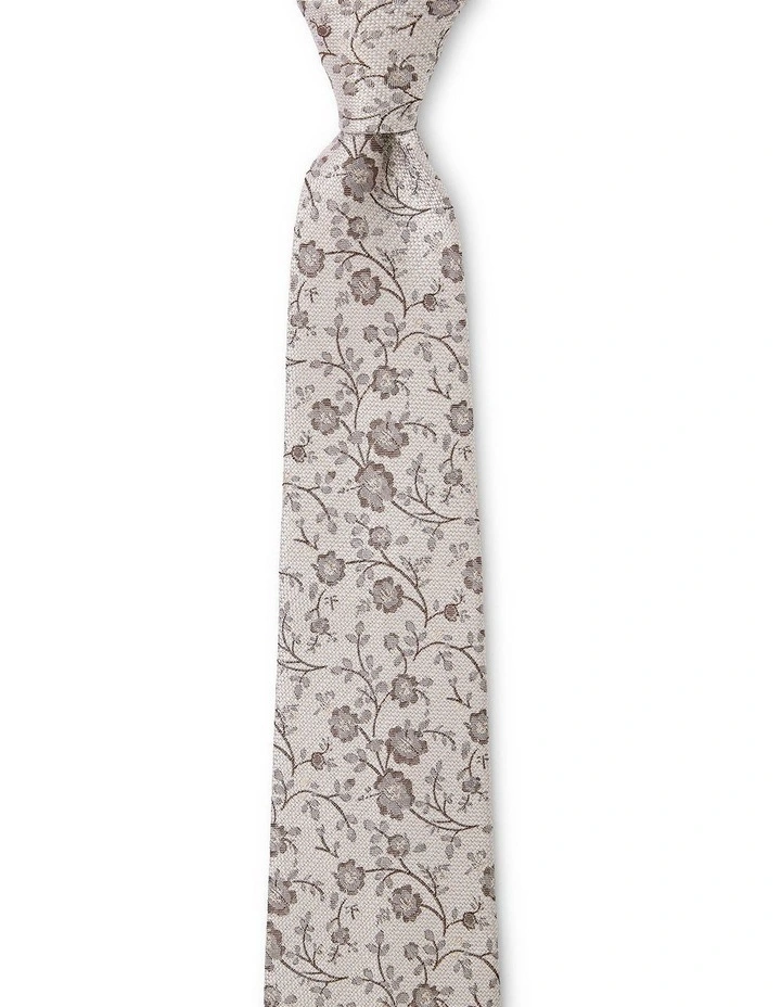 Blossoms Silk Tie In Taupe image 1
