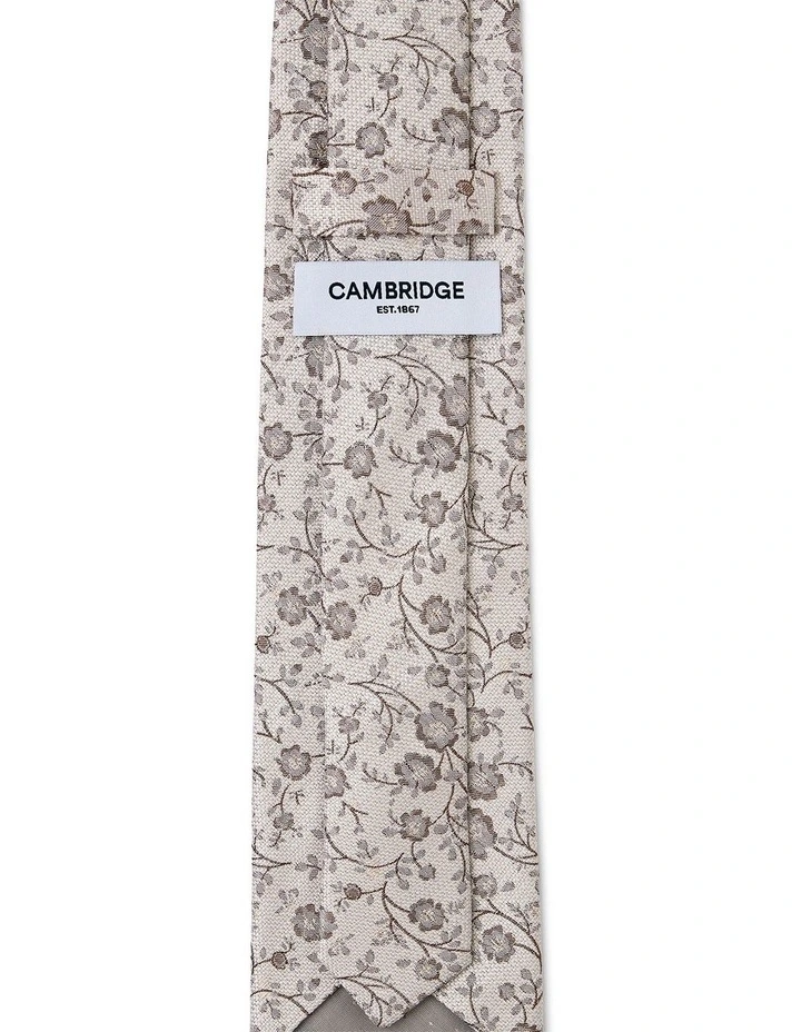 Blossoms Silk Tie In Taupe image 2