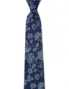 Carnations Silk Tie In Blue
