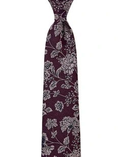 Carnations Silk Tie In Plum