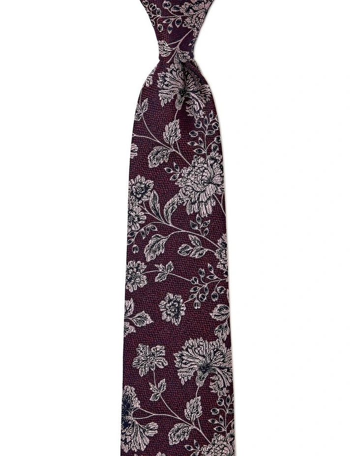 Carnations Silk Tie In Plum image 1