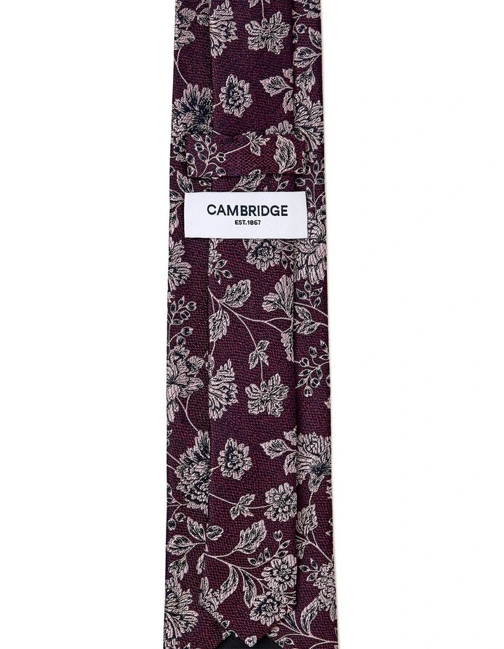 Carnations Silk Tie In Plum image 2