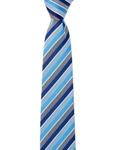 Grosgrain Stripe Silk Tie In Blue