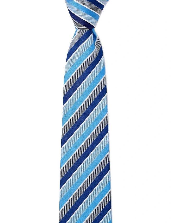 Grosgrain Stripe Silk Tie In Blue image 1