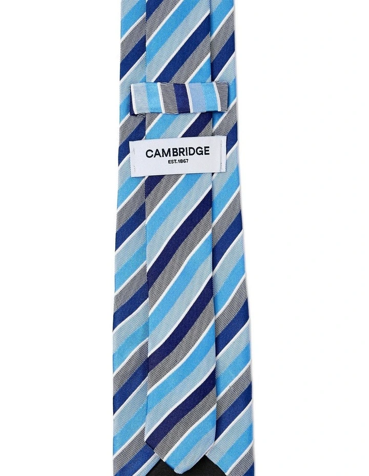 Grosgrain Stripe Silk Tie In Blue image 2