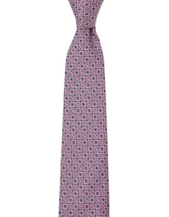 Quatrefoil Foulard Silk Tie In Pink