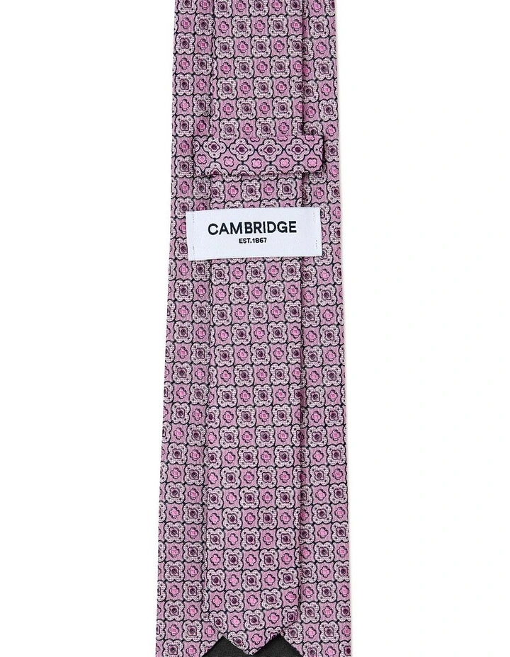 Quatrefoil Foulard Silk Tie In Pink image 2