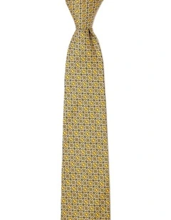 Quatrefoil Foulard Silk Tie In Yellow