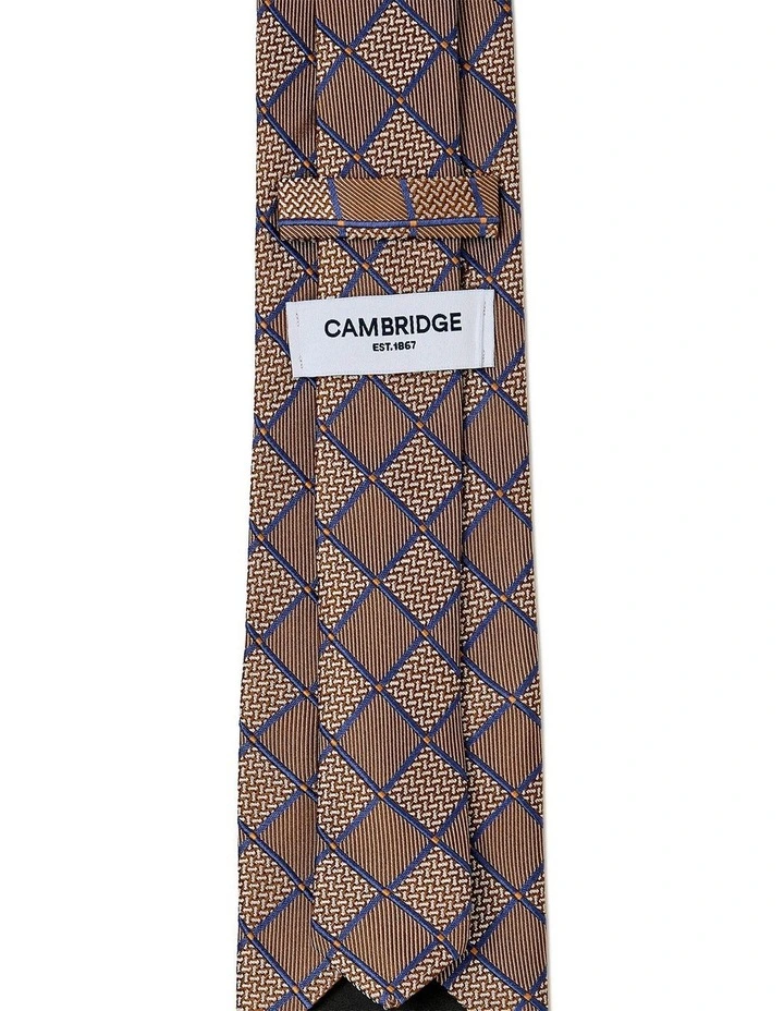 Chessboard Geo Silk Tie In Coffee image 2