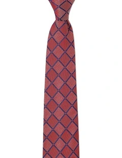 Chessboard Geo Silk Tie In Red