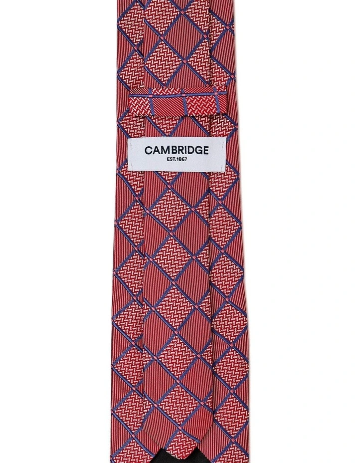Chessboard Geo Silk Tie In Red image 2