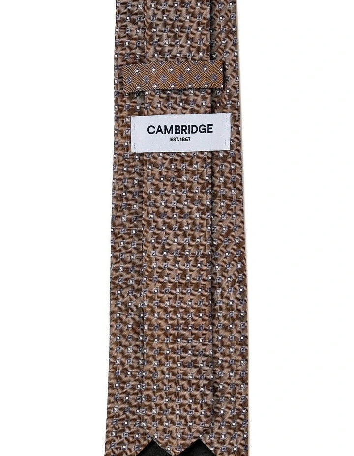 Neat Geo Silk Tie in Coffee image 2
