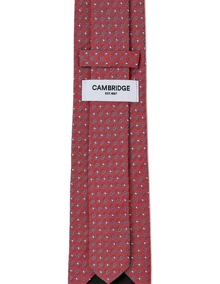 Neat Geo Silk Tie In Red image 2