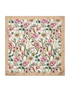 Poppies And Irises Silk Pocket Square in Taupe