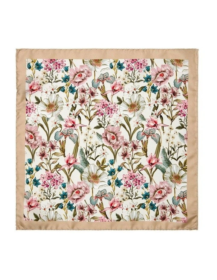 Poppies And Irises Silk Pocket Square in Taupe image 1