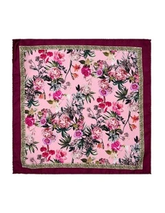 Peonies Silk Pocket Square in Bordeaux
