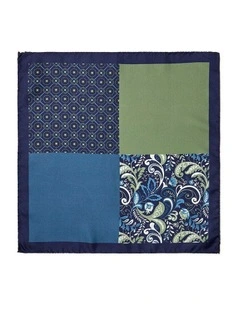 Lattice 4-Way Silk Pocket Square in Olive