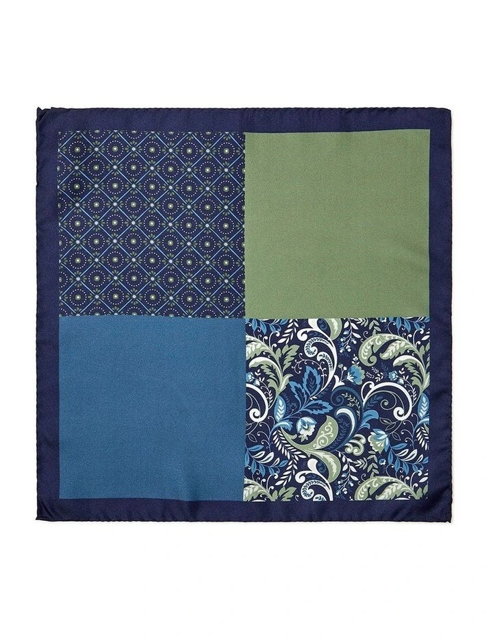 Lattice 4-Way Silk Pocket Square in Olive image 1