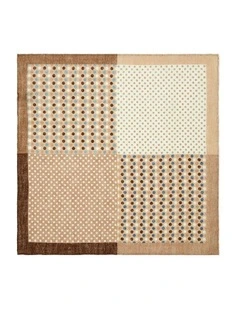 Polkadot Linen Pocket Square in Coffee