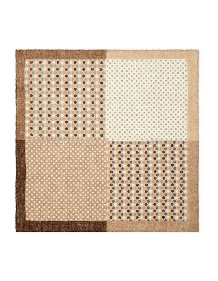 Polkadot Linen Pocket Square in Coffee image 1