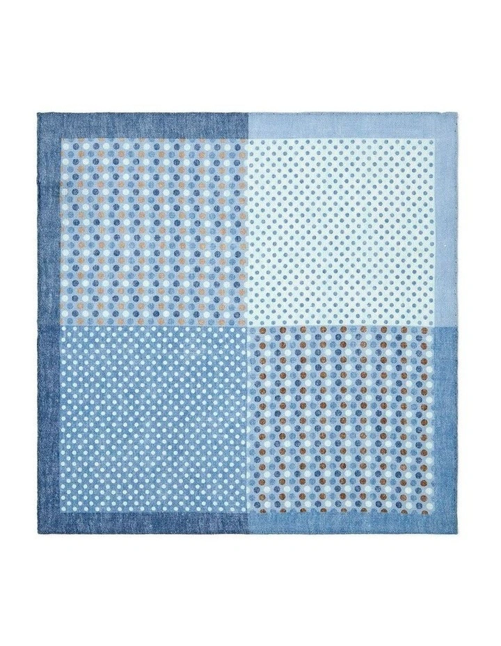 Polkadot Linen Pocket Square in Denim image 1