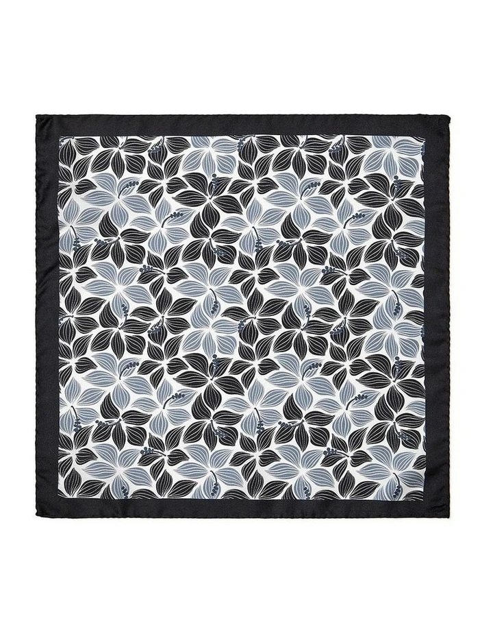 Hibiscus Silk Pocket Square in Black & White image 1