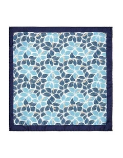 Hibiscus Silk Pocket Square in Denim
