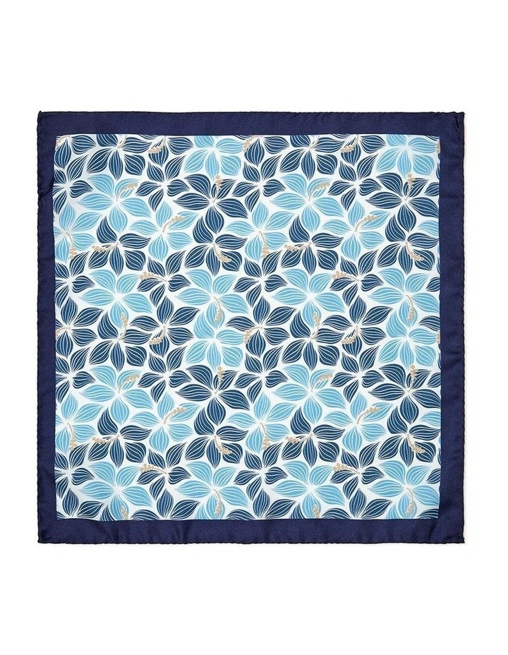 Hibiscus Silk Pocket Square in Denim image 1