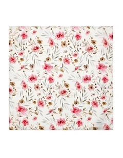 Painted Floral Silk Pocket Square in Vermilion