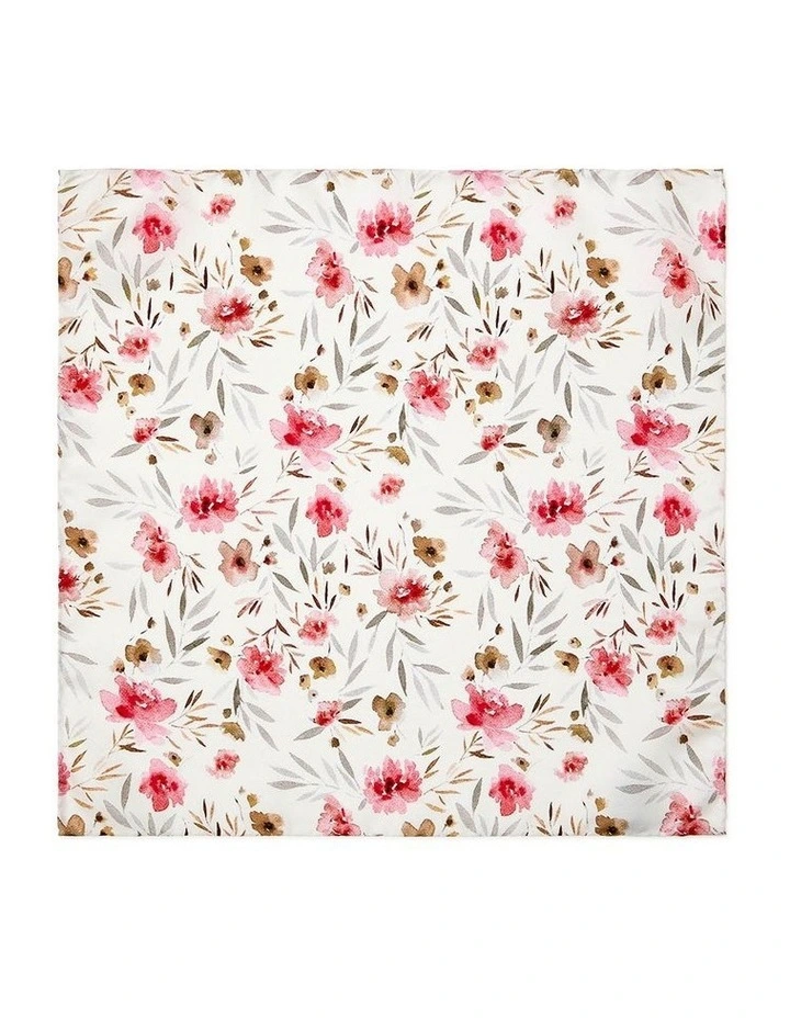 Painted Floral Silk Pocket Square in Vermilion image 1