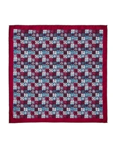 Quilt Squareuares Silk Pocket Square in Bordeaux