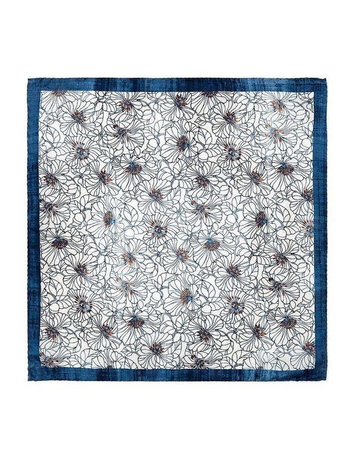 Anemone Silk Pocket Square in Navy image 1